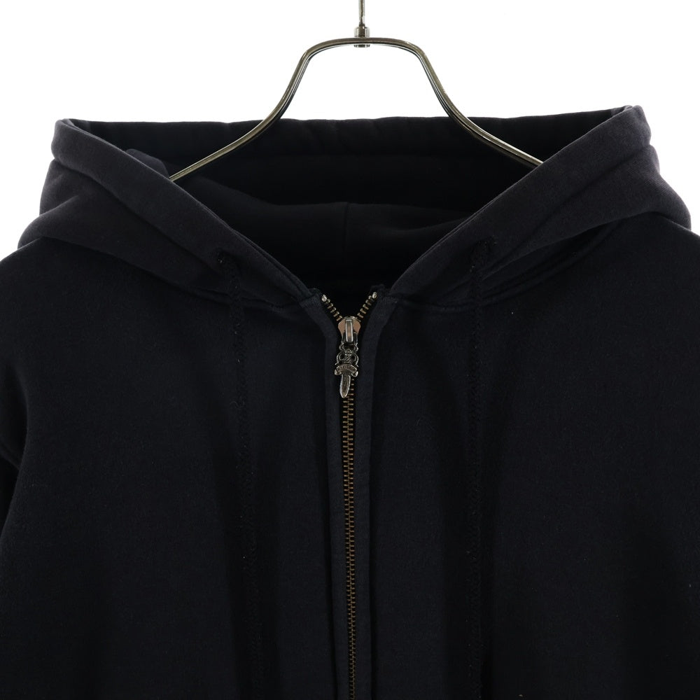CHROME HEARTS(クロムハーツ) OLD SWTSHRT HD ZIP オールド 裏地サーマル フローラルクロス スクロールラベル プリント ダガージップ スウェット パーカー ブラック