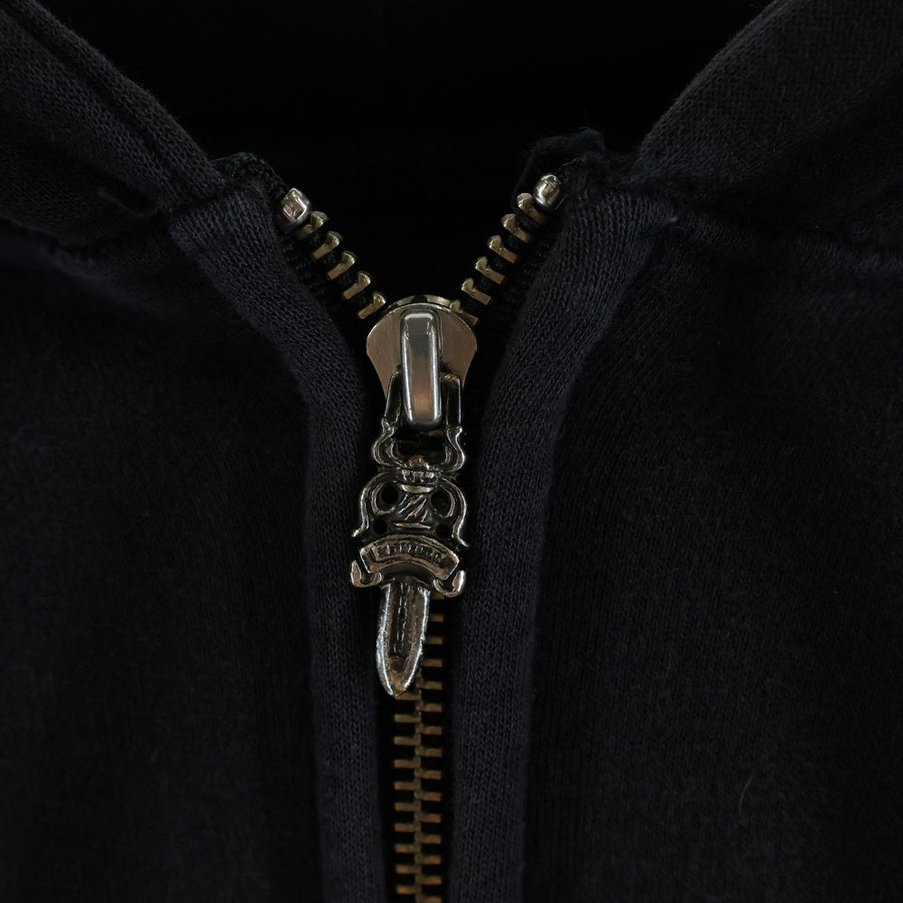 CHROME HEARTS(クロムハーツ) OLD SWTSHRT HD ZIP オールド 裏地サーマル フローラルクロス スクロールラベル プリント ダガージップ スウェット パーカー ブラック
