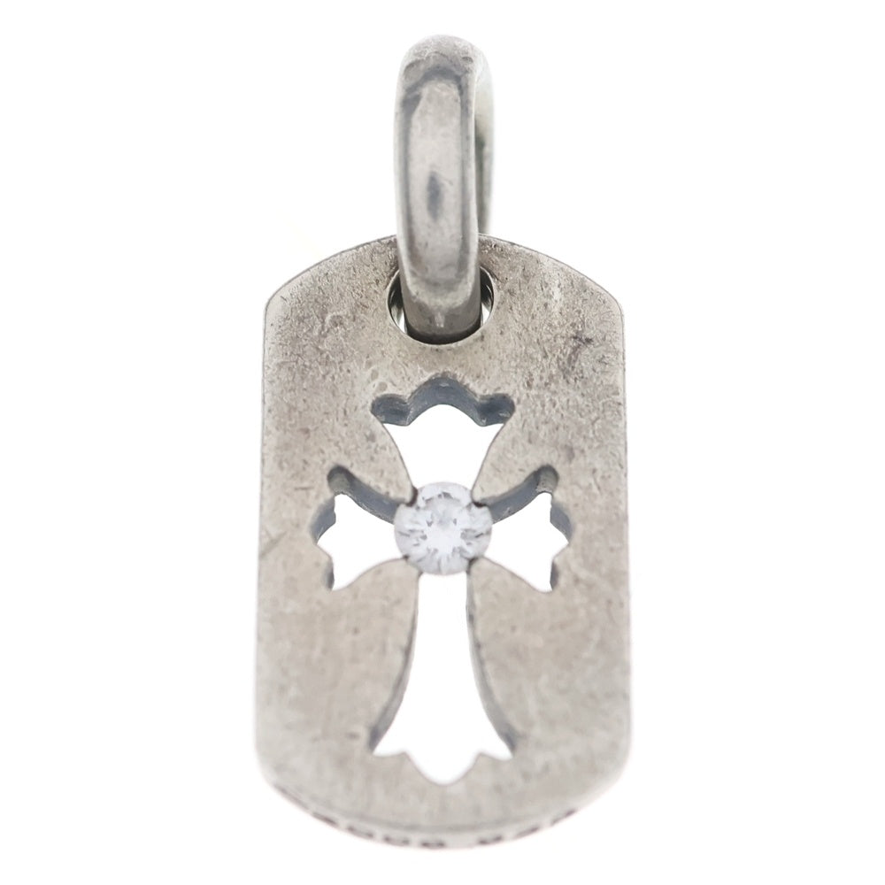 CHROME HEARTS(クロムハーツ) DT TNY CO CRS 1DIA タイニーカットアウトクロスドッグタグ 1ダイヤ チャーム ネックレストップ シルバー BCA410 レディース