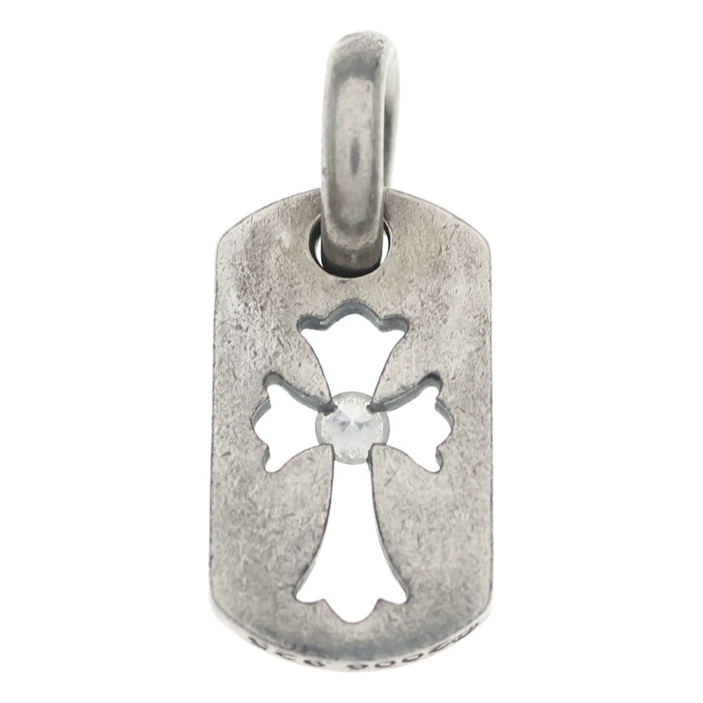CHROME HEARTS(クロムハーツ) DT TNY CO CRS 1DIA タイニーカットアウトクロスドッグタグ 1ダイヤ チャーム ネックレストップ シルバー BCA410 レディース