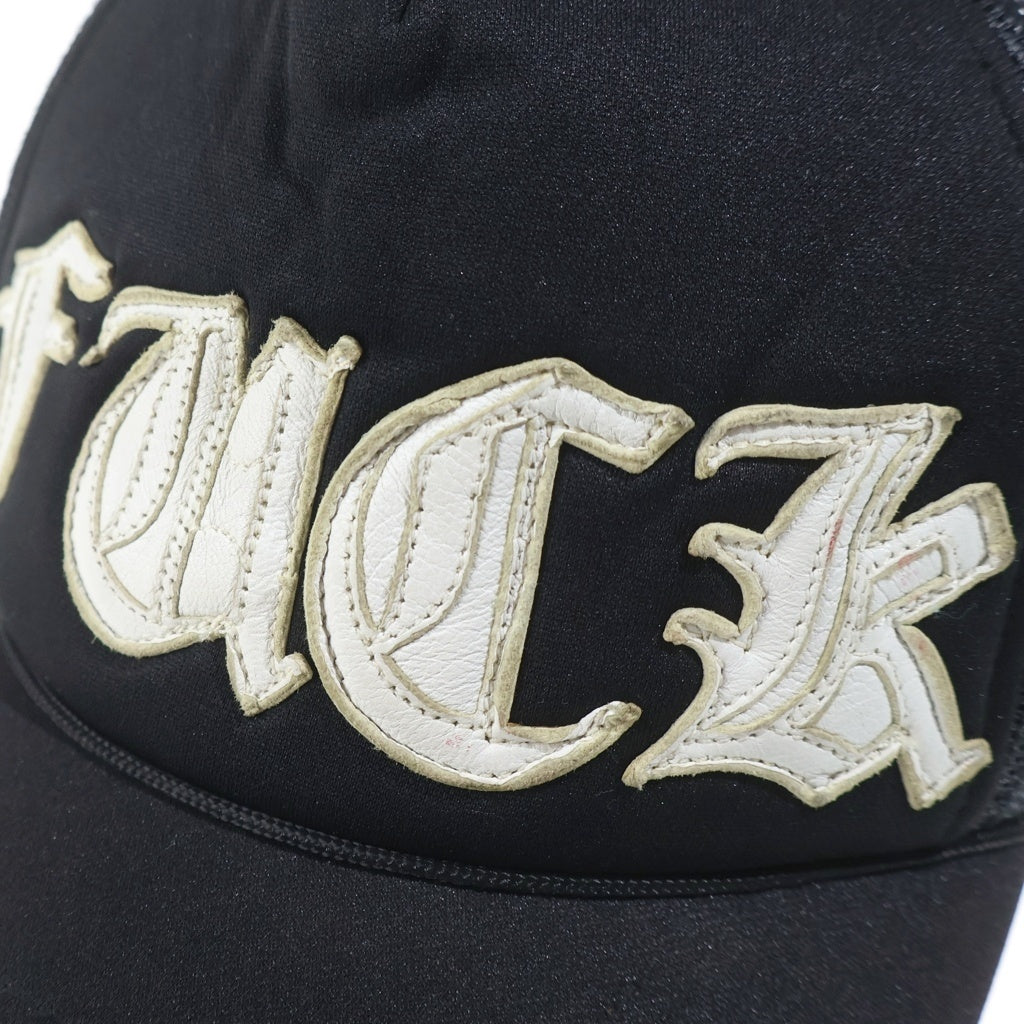 CHROME HEARTS(クロムハーツ) OLD TRUCKER CAP FUCKレザーパッチ トラッカーキャップ 帽子 ブラック