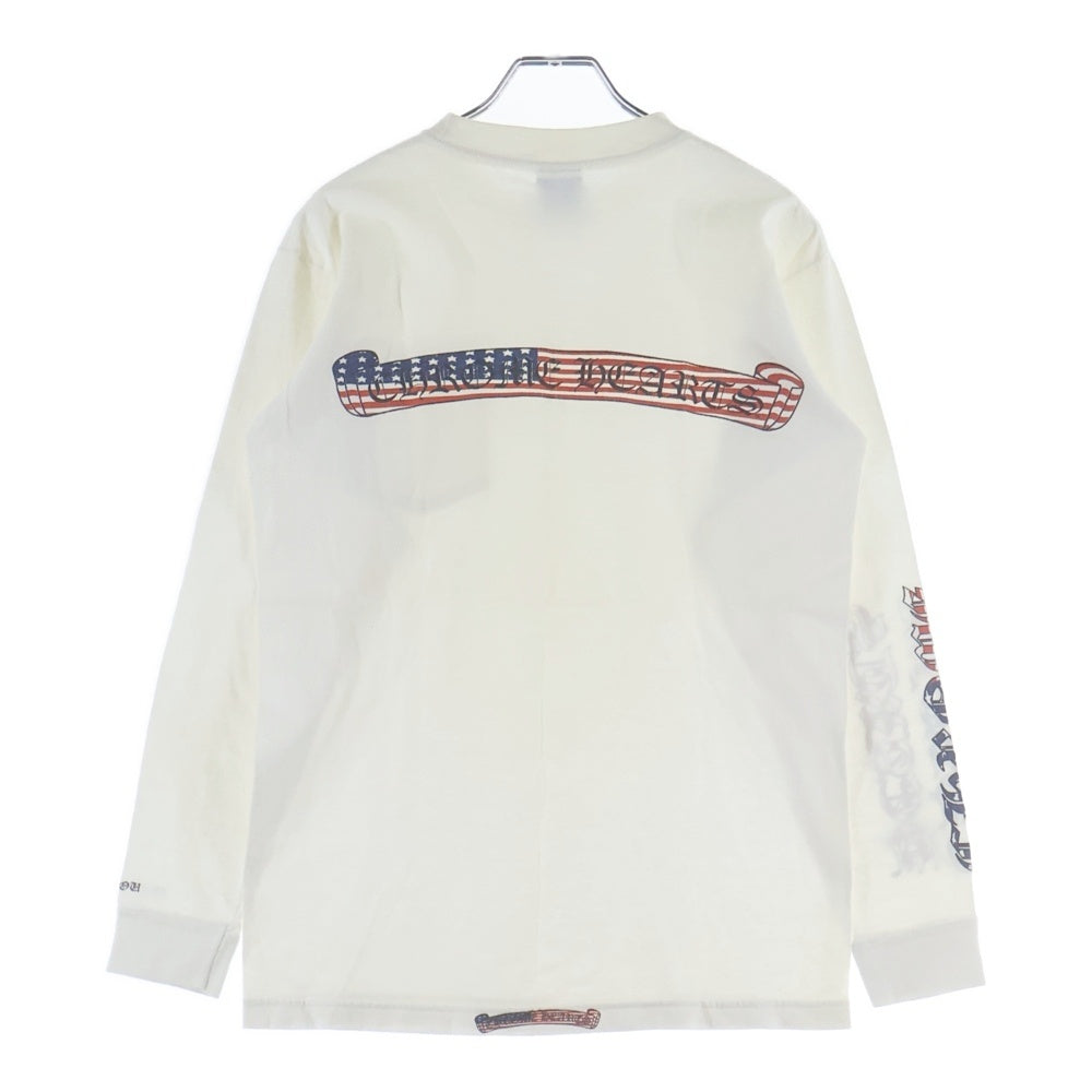 CHROME HEARTS(クロムハーツ) OLD US SCRL L/S TEE 星条旗 スクロールロゴ プリント 長袖Tシャツ カットソー ホワイト