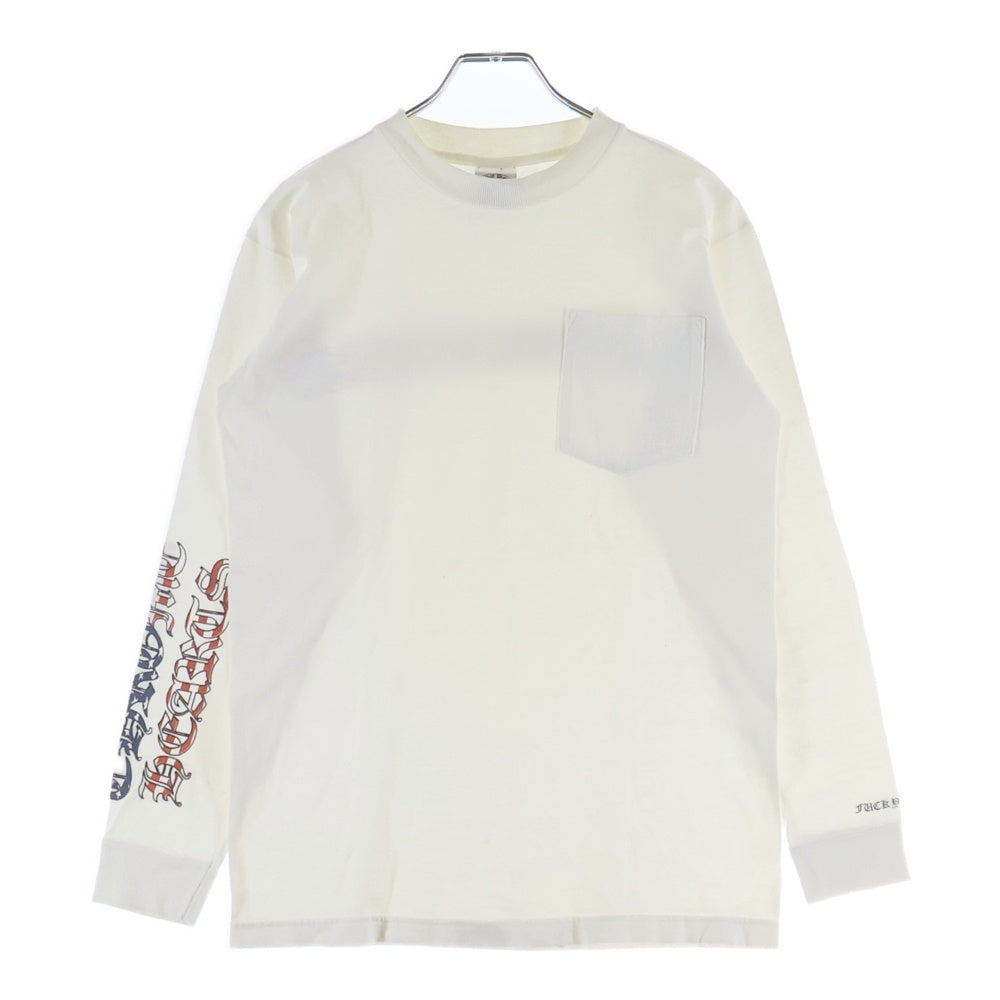 CHROME HEARTS(クロムハーツ) OLD US SCRL L/S TEE 星条旗 スクロールロゴ プリント 長袖Tシャツ カットソー ホワイト