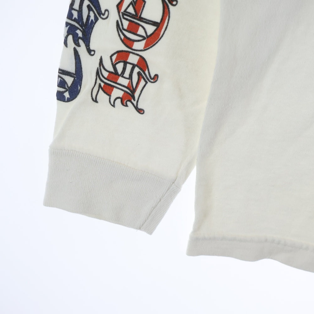 CHROME HEARTS(クロムハーツ) OLD US SCRL L/S TEE 星条旗 スクロールロゴ プリント 長袖Tシャツ カットソー ホワイト