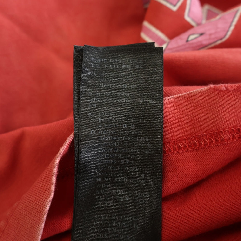 BALENCIAGA(バレンシアガ) 22SS ロゴプリント クラッシュ加工 半袖 Tシャツ レッド