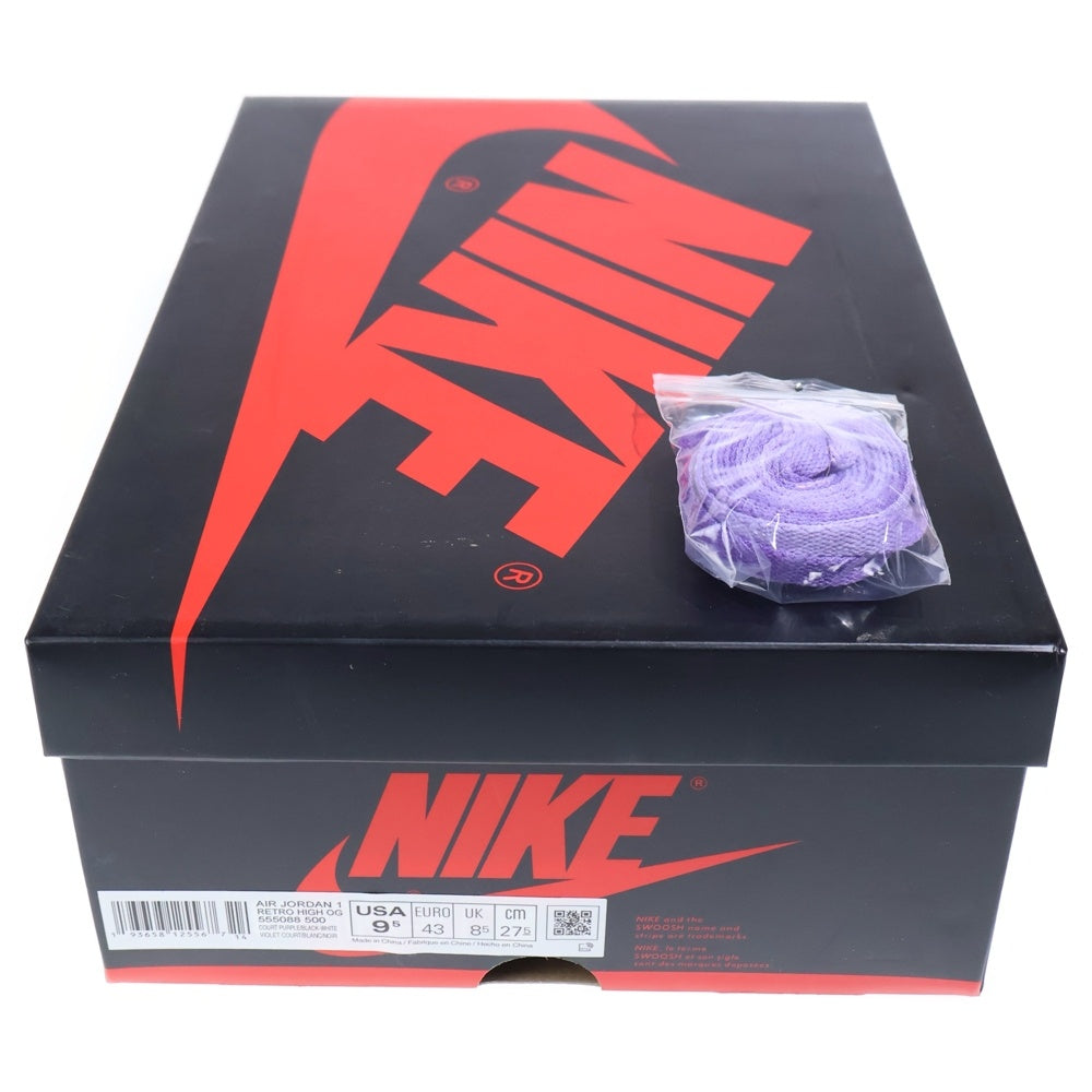 NIKE(ナイキ) AIR JORDAN 1 RETRO HIGH OG COURT PURPLE 555088-500 エアジョーダン1 レトロ コートパープル ハイカットスニーカー ホワイト/パープル US9.5/27.5cm