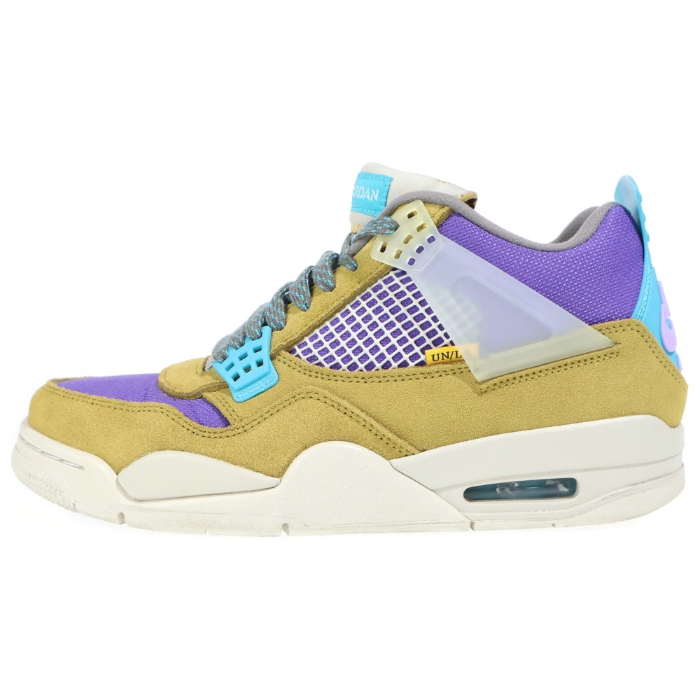 NIKE(ナイキ) ×UNION AIR JORDAN 4 SP DESERT MOSS DJ5718-300 ユニオン エアジョーダン4 デザートモス ハイカットスニーカー イエロー/パープル US9.5/27.5cm