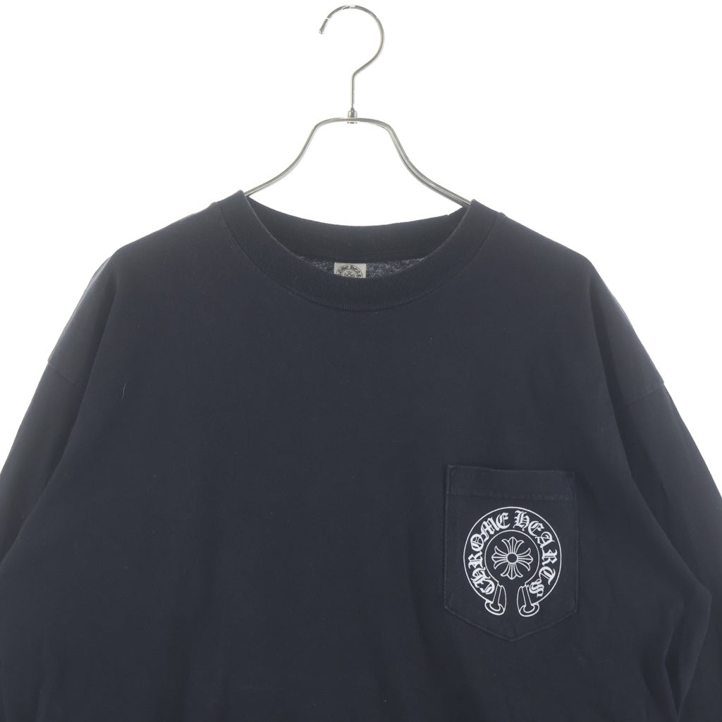 CHROME HEARTS(クロムハーツ) OLD ラスベガス限定 HORSESHOE FLORAL CROSS オールド バックホースシュープリント フローラル プリント ロングスリーブ長袖Tシャツカットソー ブラック