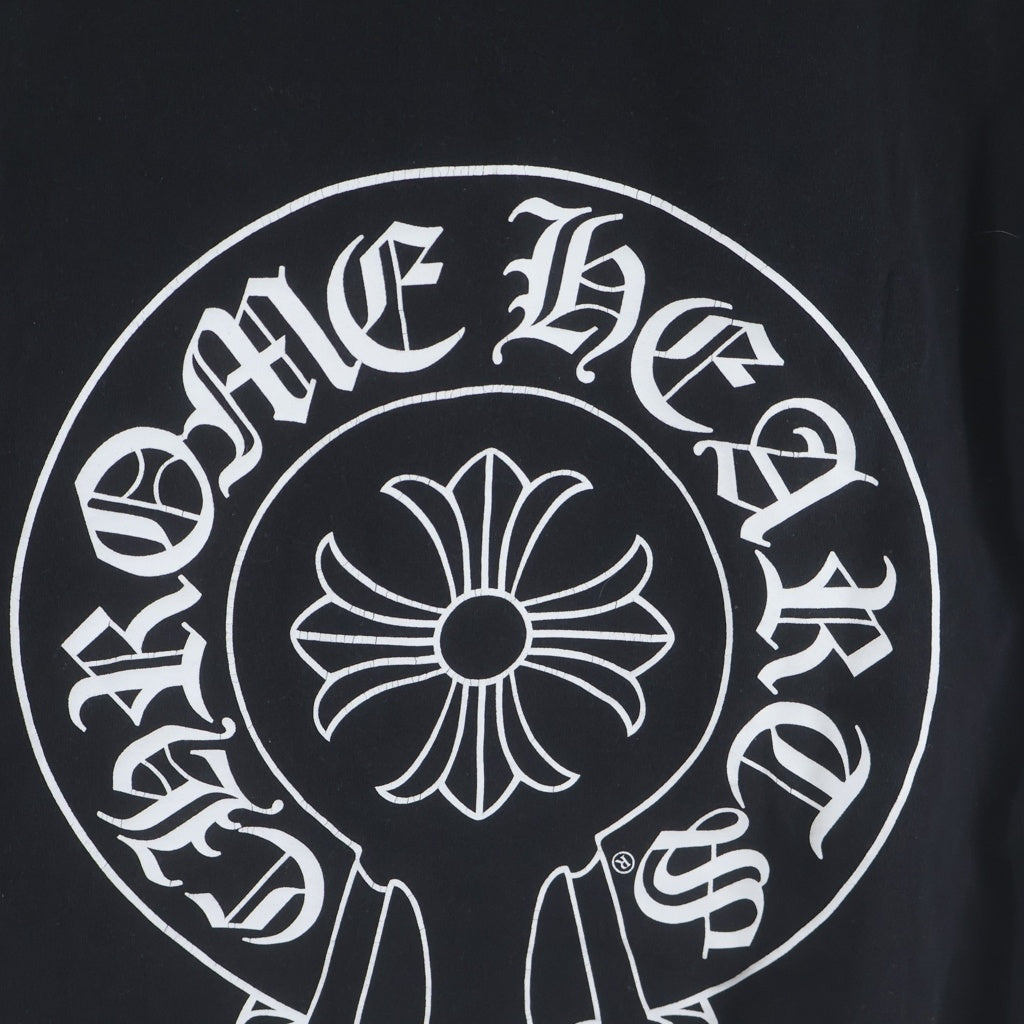 CHROME HEARTS(クロムハーツ) OLD ラスベガス限定 HORSESHOE FLORAL CROSS オールド バックホースシュープリント フローラル プリント ロングスリーブ長袖Tシャツカットソー ブラック