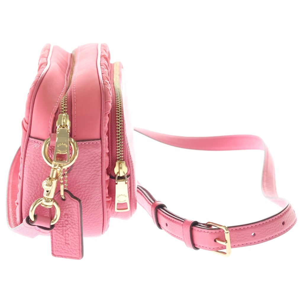 COACH(コーチ) ナイロン ぺブルレザー コート ルーシング シャーリング クロスボディ ショルダーバッグ ピンク レディース