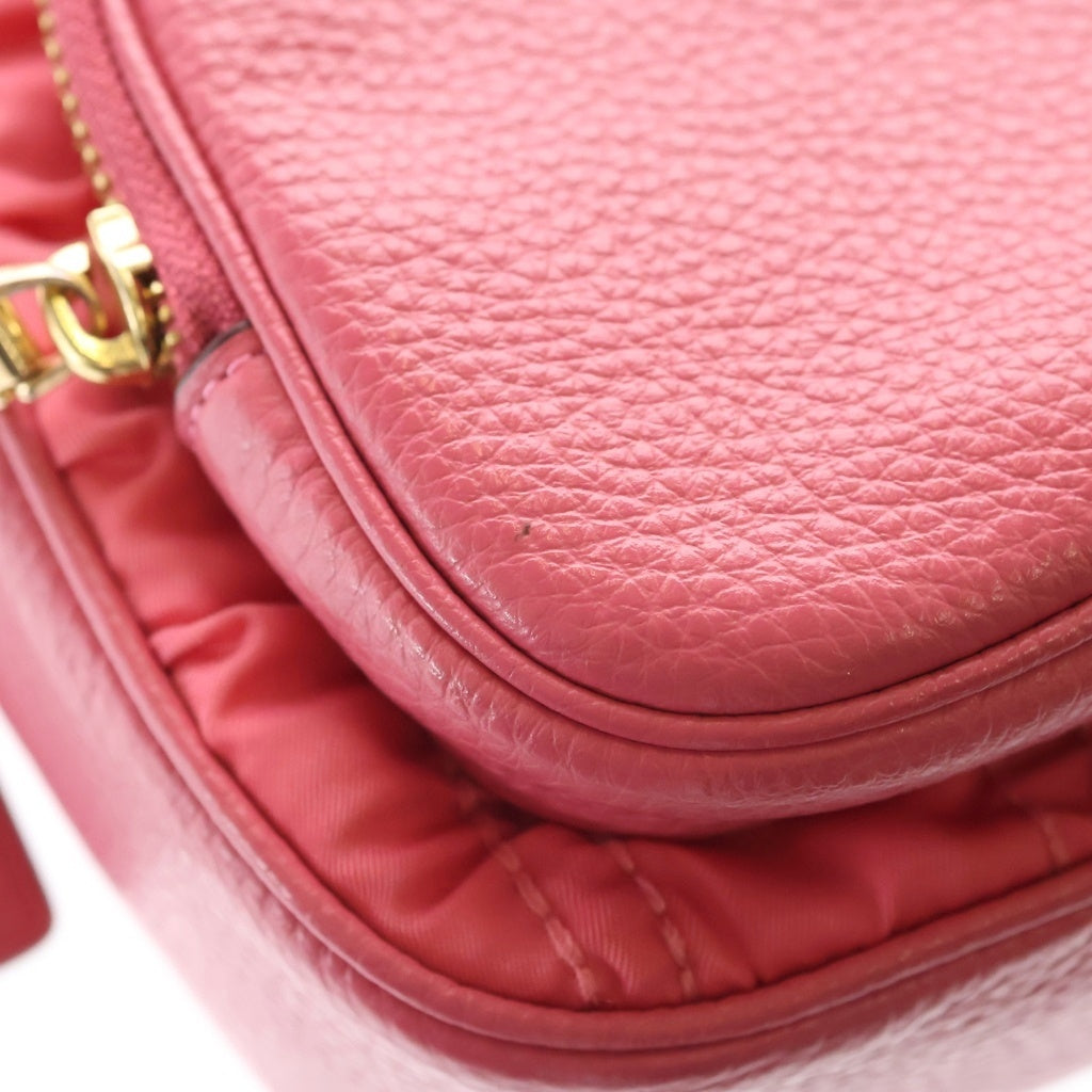 COACH(コーチ) ナイロン ぺブルレザー コート ルーシング シャーリング クロスボディ ショルダーバッグ ピンク レディース
