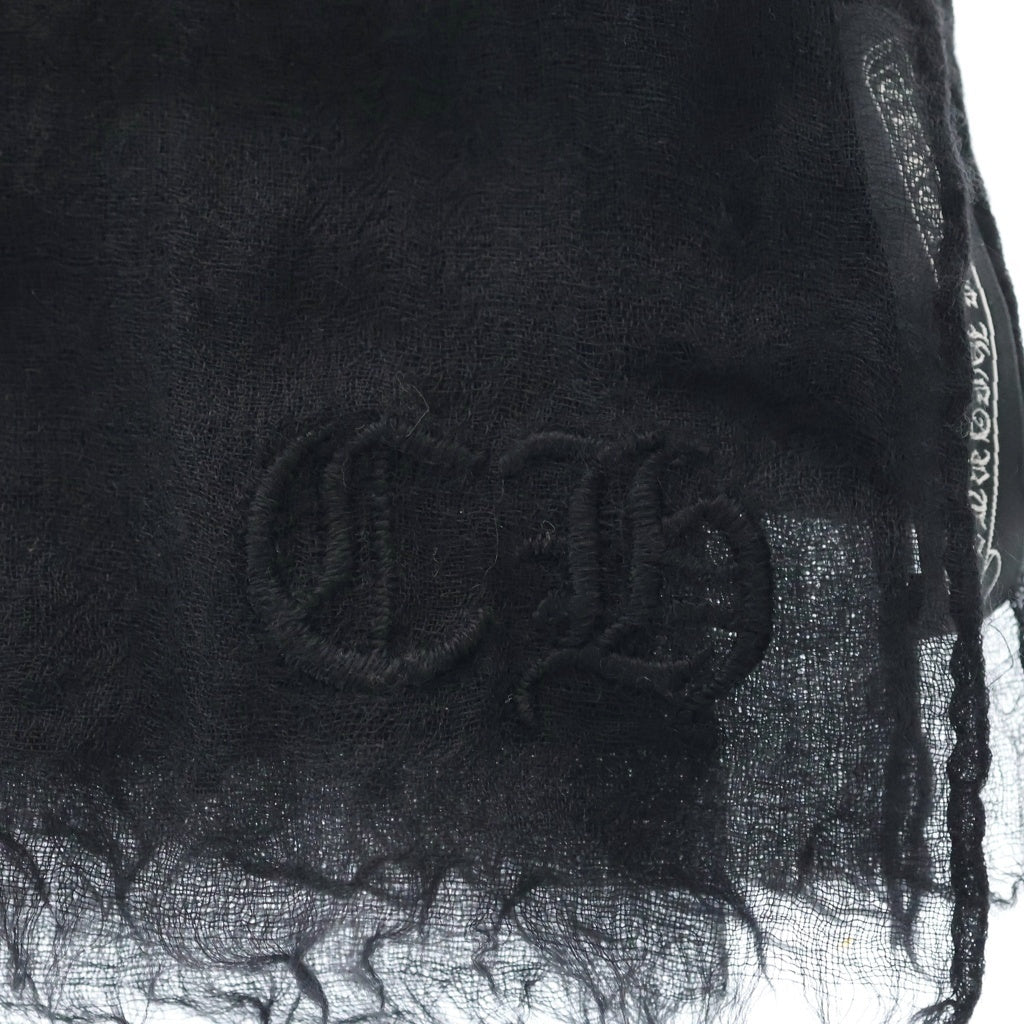 CHROME HEARTS(クロムハーツ) SCARF APPLE A DAY CH 刺繍 ウールスカーフ ストール マフラー ブラック