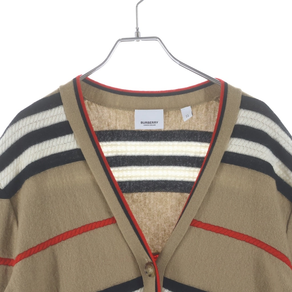 BURBERRY(バーバリー) ボーダーニットカーディガン ブラウン レディース 8084328