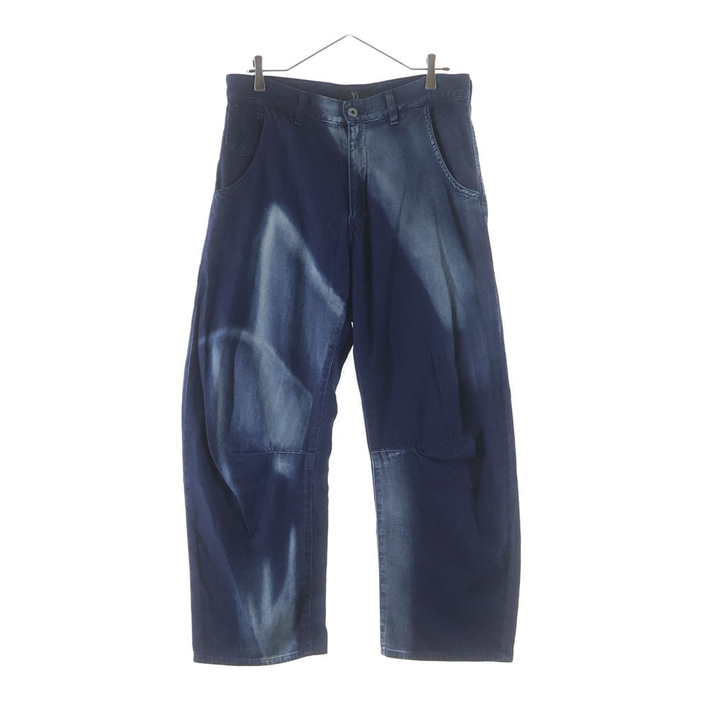 Y's(ワイズ) 24AW SPOTTED DENIM WIDE LEG GUSSET PANTS スポーテッド デニム ワイドレッグ ガセットパンツ インディゴ YO-P98-005