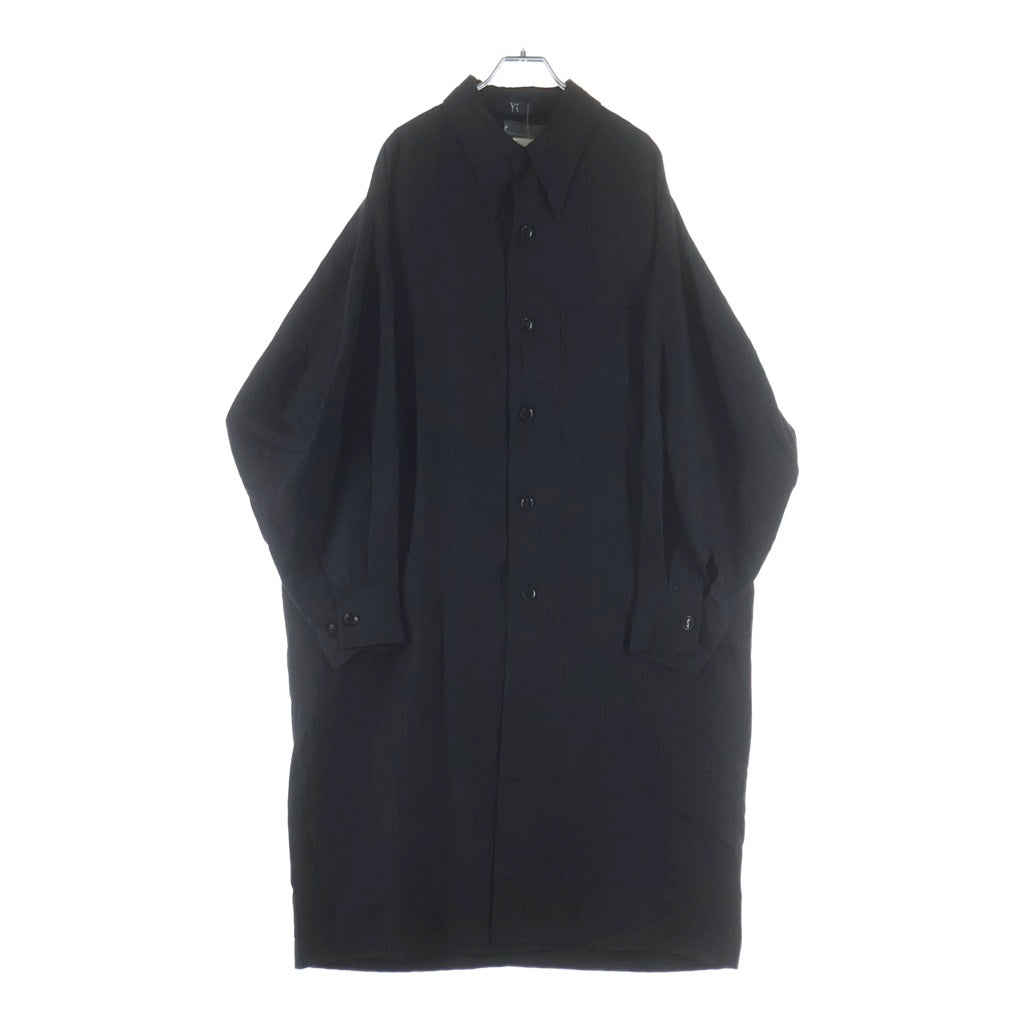 Y's(ワイズ) VISCOSE TWEED STRIPE LONG COAT ビスコース ツイードストライプ ロングコート ブラック YL-C41-230