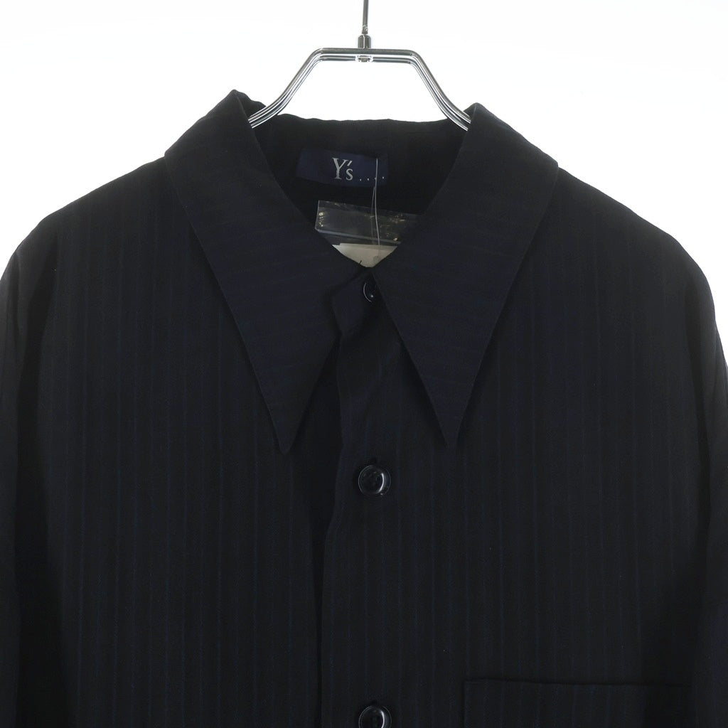 Y's(ワイズ) VISCOSE TWEED STRIPE LONG COAT ビスコース ツイードストライプ ロングコート ブラック YL-C41-230