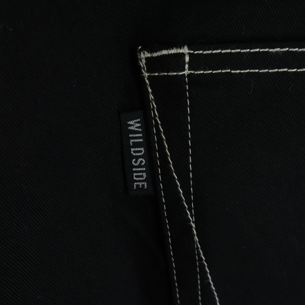 WILDSIDE YOHJI YAMAMOTO(ワイルドサイド ヨウジ ヤマモト) COTTON CHINO WHITE STITCH DRAW STRING PANTS コットンチノ ホワイトステッチ ドローストリング カーゴパンツ ブラック WZ-P33-001