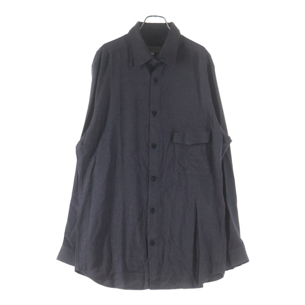 Yohji Yamamoto POUR HOMME(ヨウジヤマモト プールオム) 襟変形 フロント ポケット 長袖シャツ グレー H0-B27-208