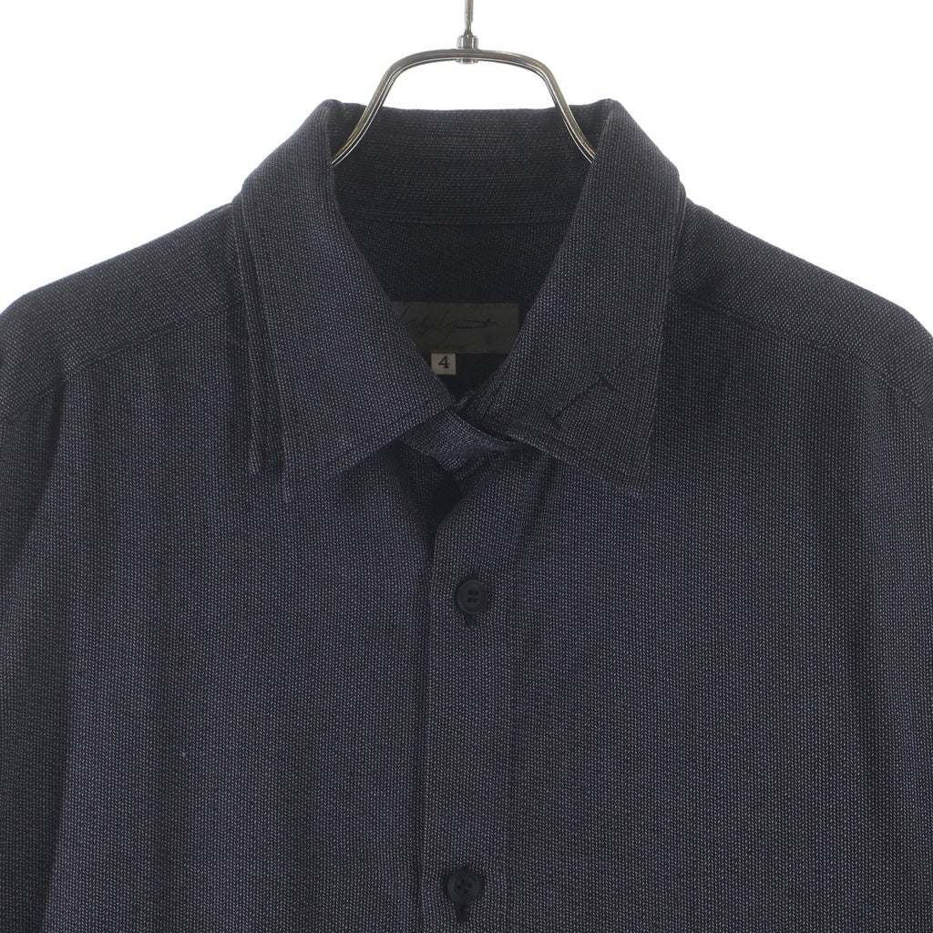Yohji Yamamoto POUR HOMME(ヨウジヤマモト プールオム) 襟変形 フロント ポケット 長袖シャツ グレー H0-B27-208