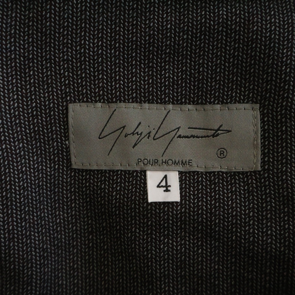 Yohji Yamamoto POUR HOMME(ヨウジヤマモト プールオム) 襟変形 フロント ポケット 長袖シャツ グレー H0-B27-208