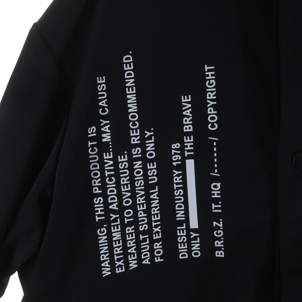 DIESEL(ディーゼル) グラフィック プリント フード付き ナイロンコート ブラック