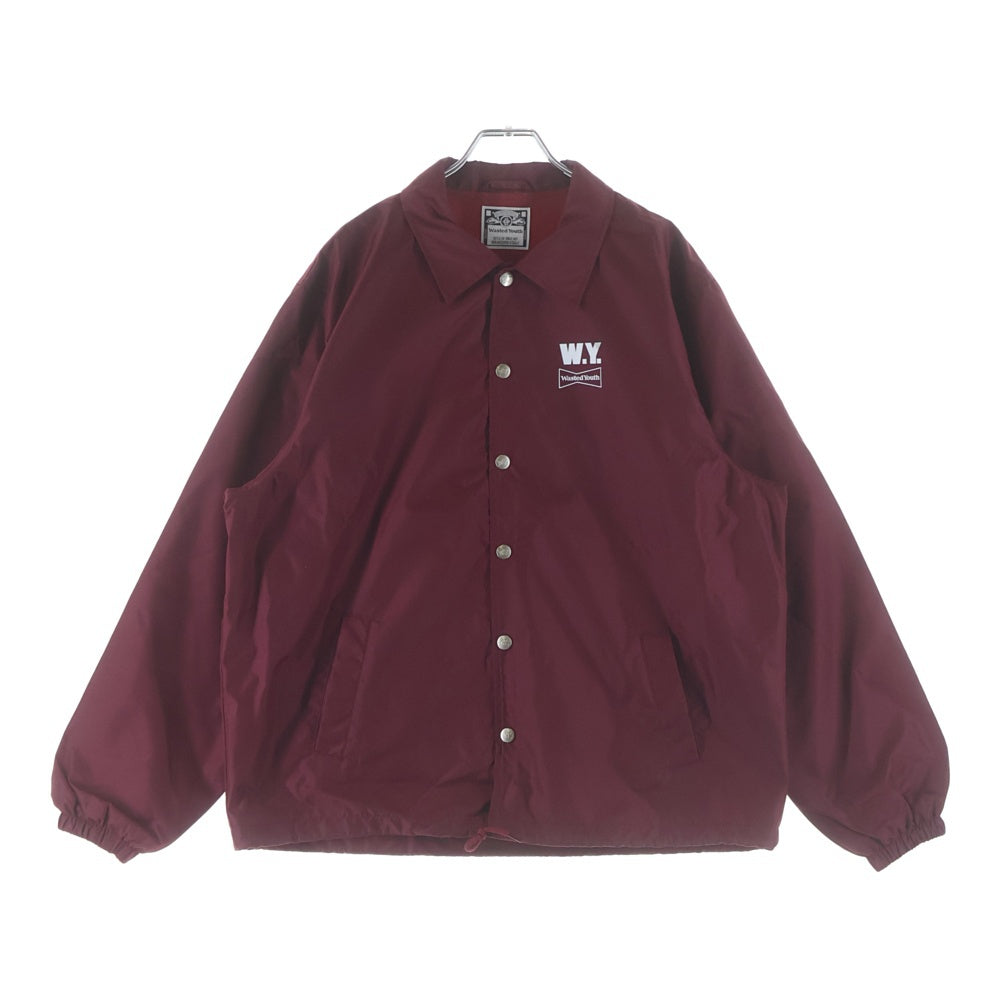WASTED YOUTH(ウェイステッドユース) COACH JACKET 背面ロゴプリント ナイロン コーチジャケット ボルドー WY27JK001