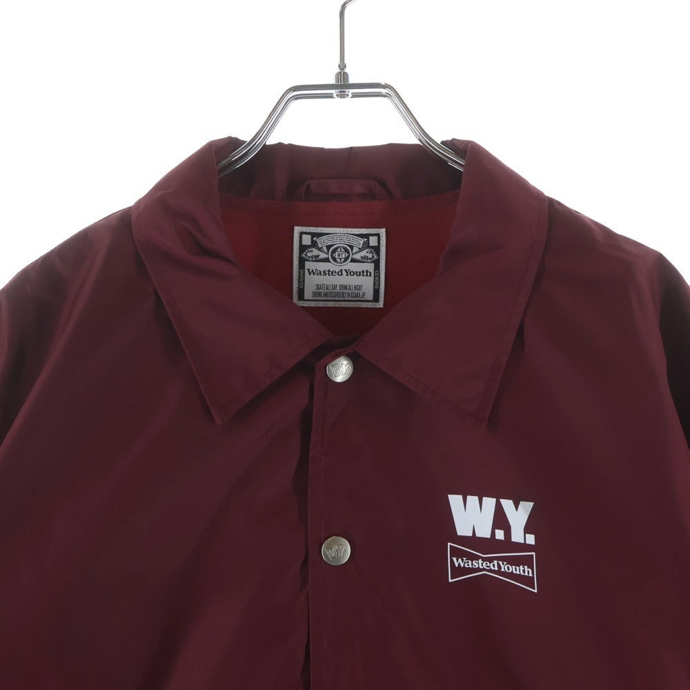 WASTED YOUTH(ウェイステッドユース) COACH JACKET 背面ロゴプリント ナイロン コーチジャケット ボルドー WY27JK001