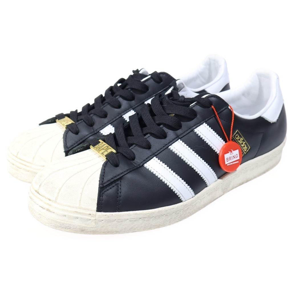 adidas(アディダス) ×A BATHING APE SS80S SUPERSTAR アベイジングエイプ スーパースター レザー ローカットスニーカー ブラック US10.5/28.5cm IF2385