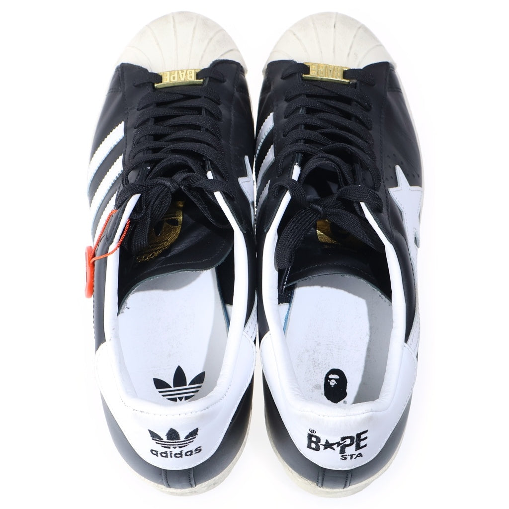 adidas(アディダス) ×A BATHING APE SS80S SUPERSTAR アベイジングエイプ スーパースター レザー ローカットスニーカー ブラック US10.5/28.5cm IF2385