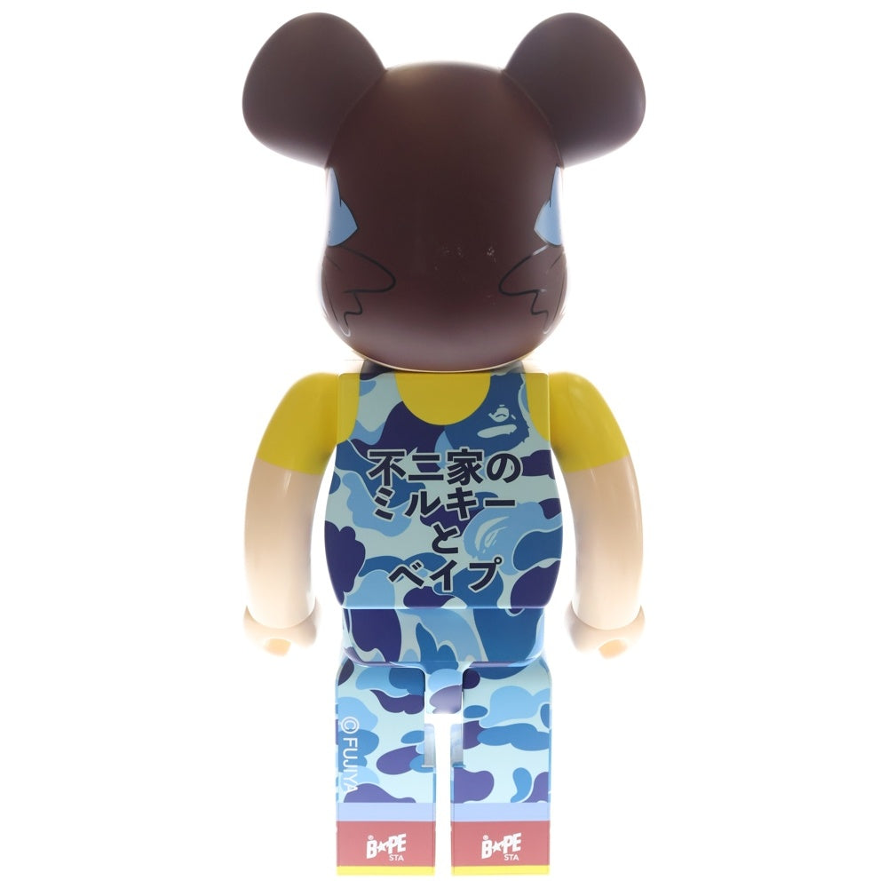 MEDICOM TOY(メディコムトイ) ×BAPE ×FUJIYA BE@BRICK べイプ 不二家 ペコちゃん カモ柄 ベアブリック 人形 ブルー 1000%