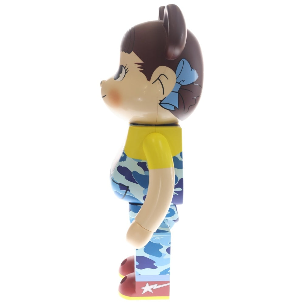 MEDICOM TOY(メディコムトイ) ×BAPE ×FUJIYA BE@BRICK べイプ 不二家 ペコちゃん カモ柄 ベアブリック 人形 ブルー 1000%