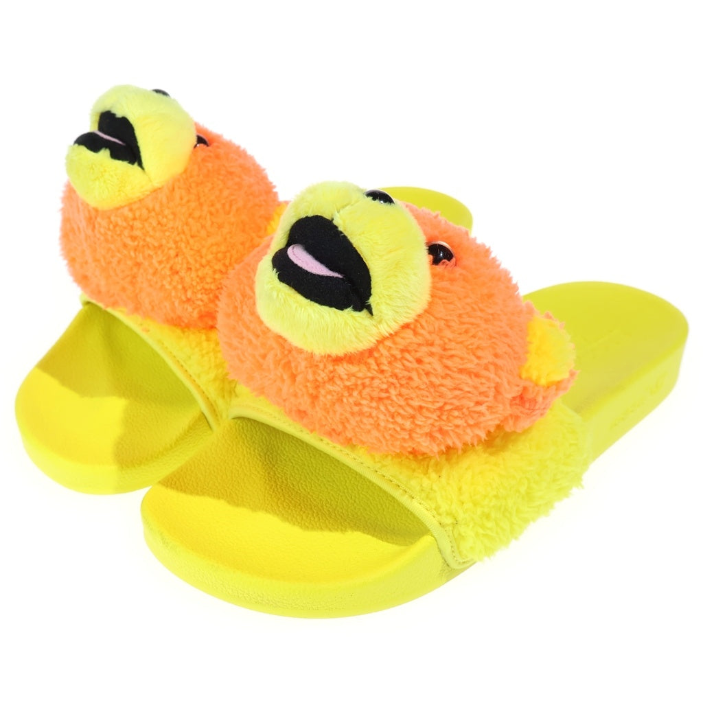 adidas(アディダス) ×JEREMY SCOTT ADILETTE TEDDY ORANGE ジェレミースコット アディレッタ テディ オレンジ ラバー スライドサンダル イエロー US10/28.5cm Q46582