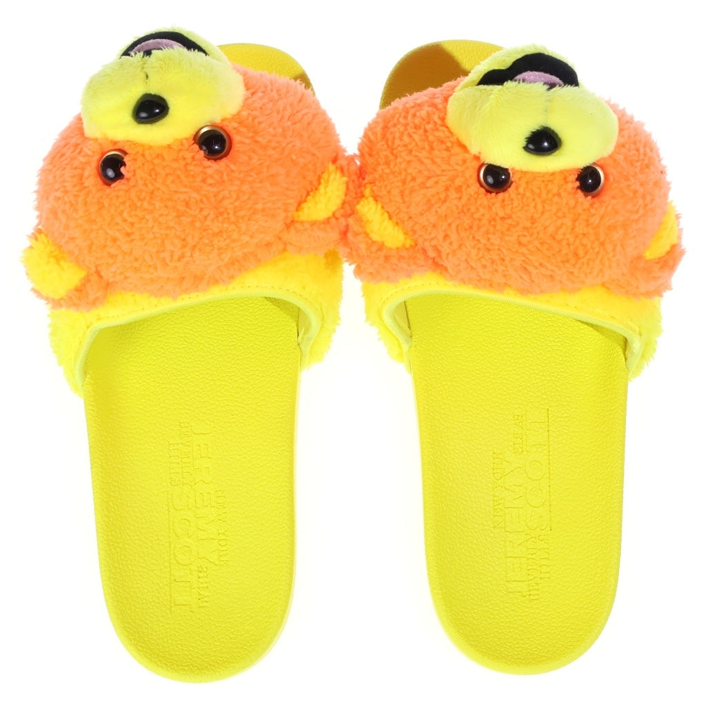 adidas(アディダス) ×JEREMY SCOTT ADILETTE TEDDY ORANGE ジェレミースコット アディレッタ テディ オレンジ ラバー スライドサンダル イエロー US10/28.5cm Q46582