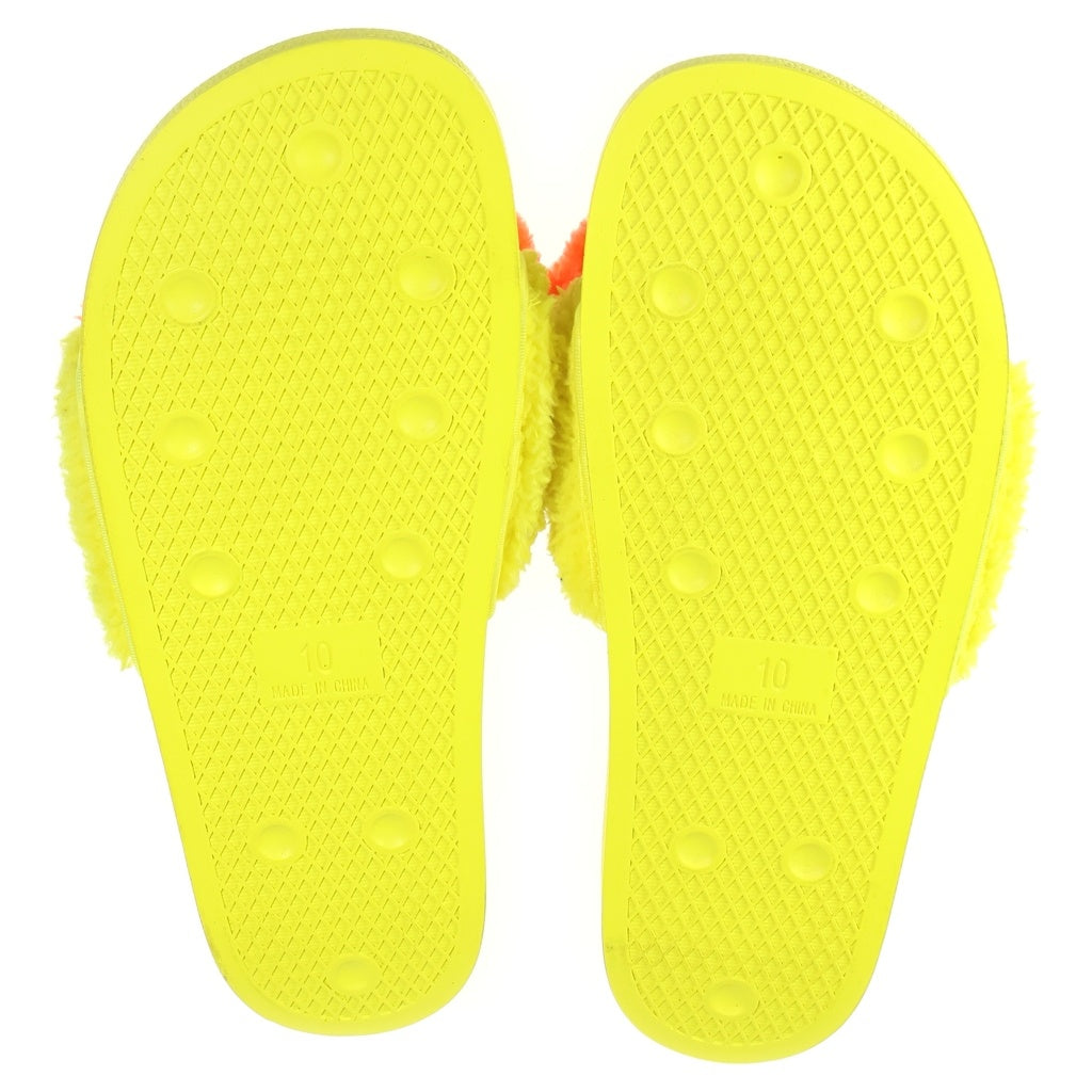 adidas(アディダス) ×JEREMY SCOTT ADILETTE TEDDY ORANGE ジェレミースコット アディレッタ テディ オレンジ ラバー スライドサンダル イエロー US10/28.5cm Q46582
