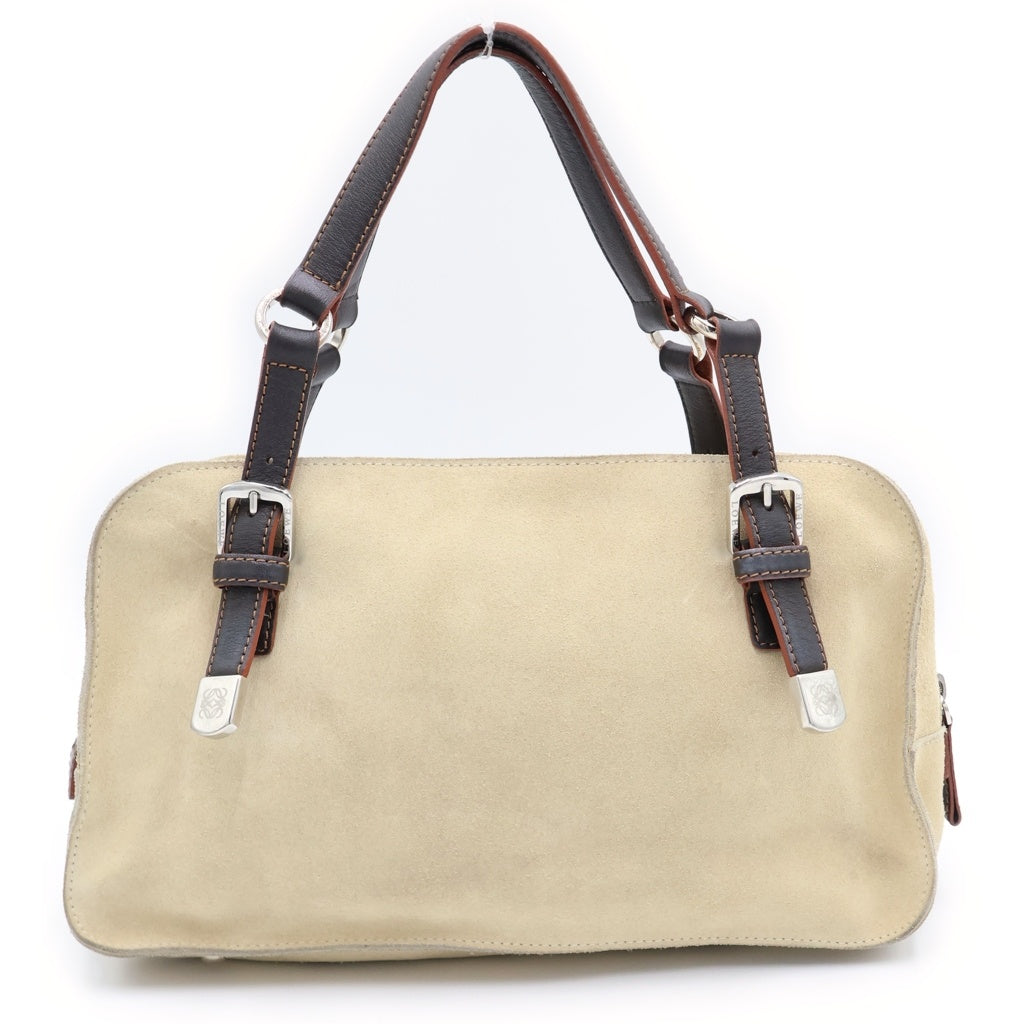 LOEWE(ロエベ) ヴィンテージ スタッズ スウェードレザー ハンドバッグ レディース ベージュ
