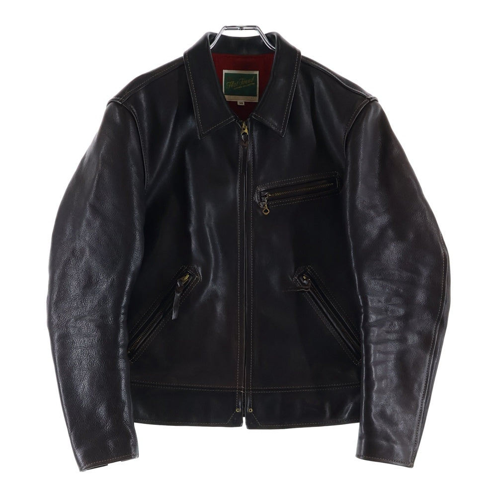 THE FLAT HEAD(フラットヘッド) スポーツジャケット シングルライダースジャケット バイカーブルゾン ダークブラウン