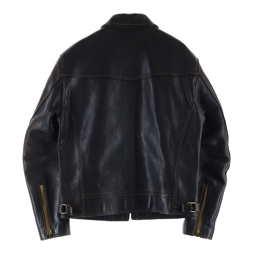 THE FLAT HEAD(フラットヘッド) スポーツジャケット シングルライダースジャケット バイカーブルゾン ダークブラウン