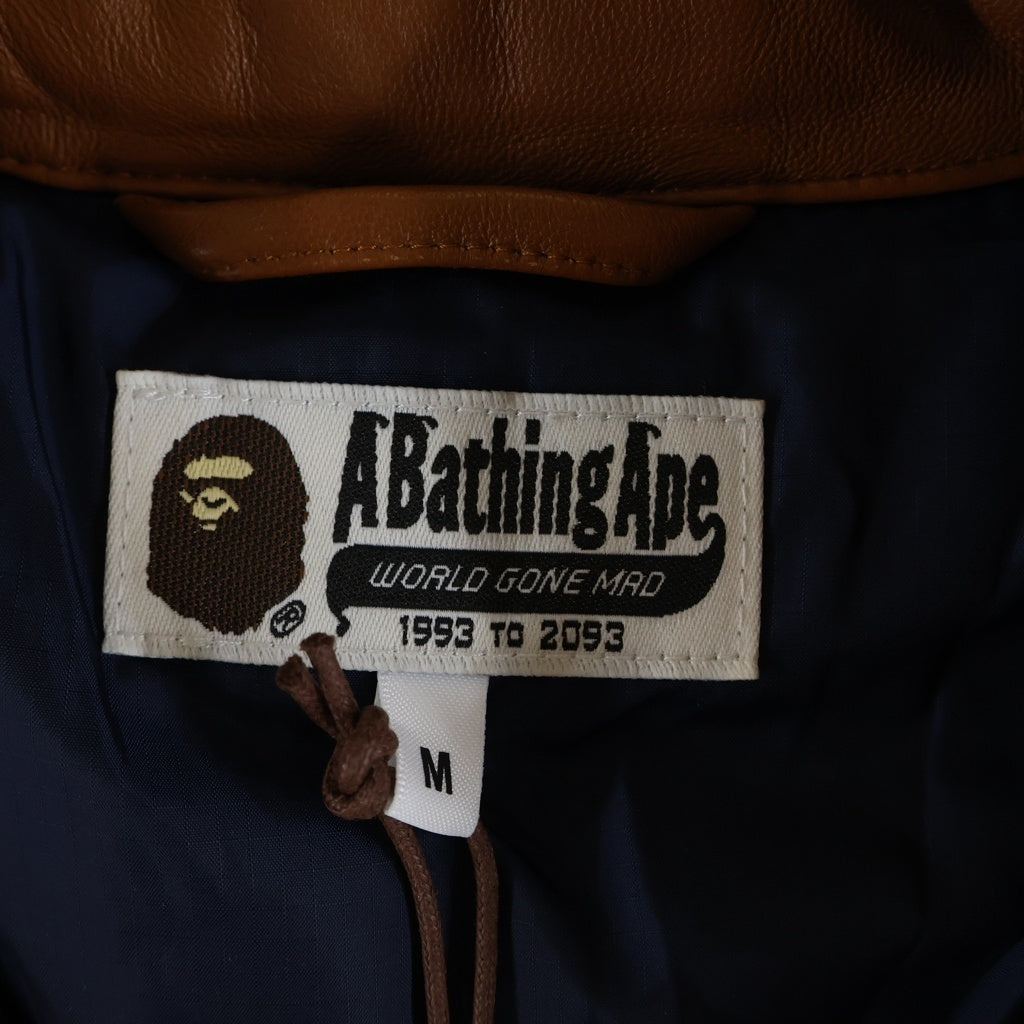 A BATHING APE(アベイシングエイプ) 復刻 シープスキン レザー ダウンジャケット ブラウン 001HJH701007M