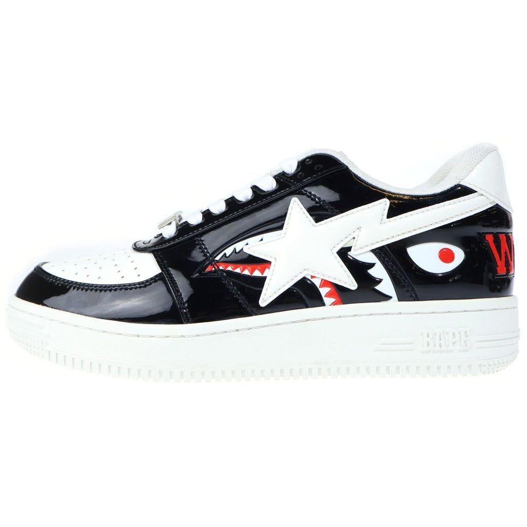 A BATHING APE(アベイシングエイプ) BAPE STAR LOW SHARK ベイプスター ロー パテントシャーク ローカットスニーカーシューズ ホワイト/ブラック US9/27cm