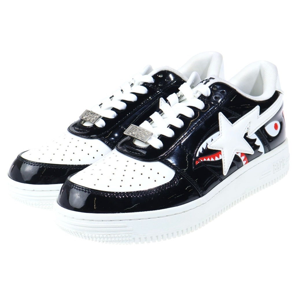 A BATHING APE(アベイシングエイプ) BAPE STAR LOW SHARK ベイプスター ロー パテントシャーク ローカットスニーカーシューズ ホワイト/ブラック US9/27cm