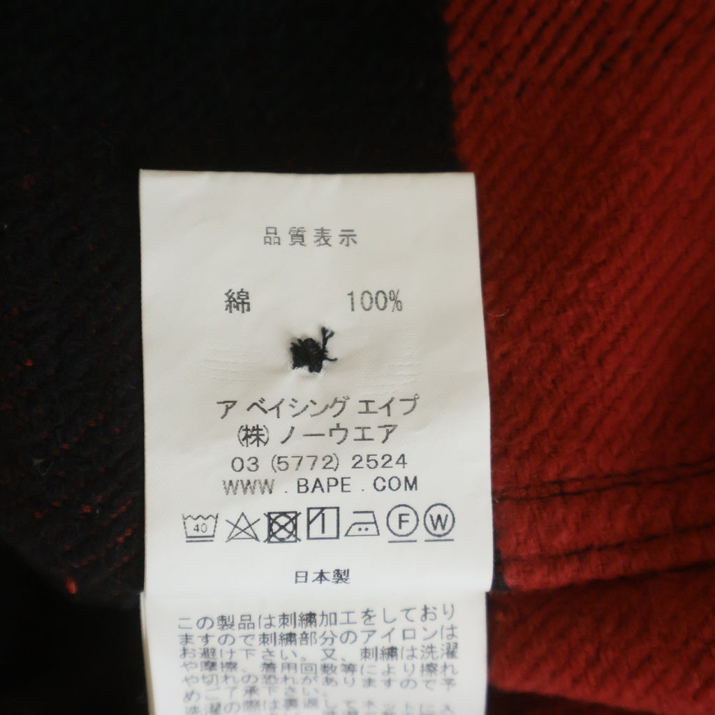A BATHING APE(アベイシングエイプ) Flannel Check Shirt フランネルチェック 長袖シャツ レッドブラック 007SHF801001X