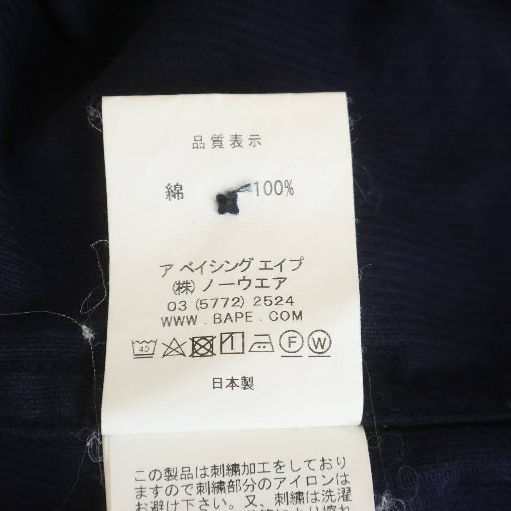 A BATHING APE(アベイシングエイプ) Corduroy LS Shirt コーデュロイ 長袖シャツ ネイビー 007SHF801002X