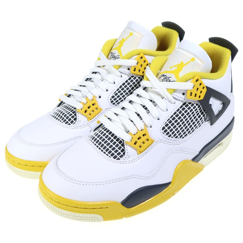 NIKE(ナイキ) WMNS AIR JORDAN 4 RETRO VIVID SULFUR AQ9129-101 エアジョーダン4 ミッドカットスニーカー ホワイト/イエロー/ブラック US W11/28cm