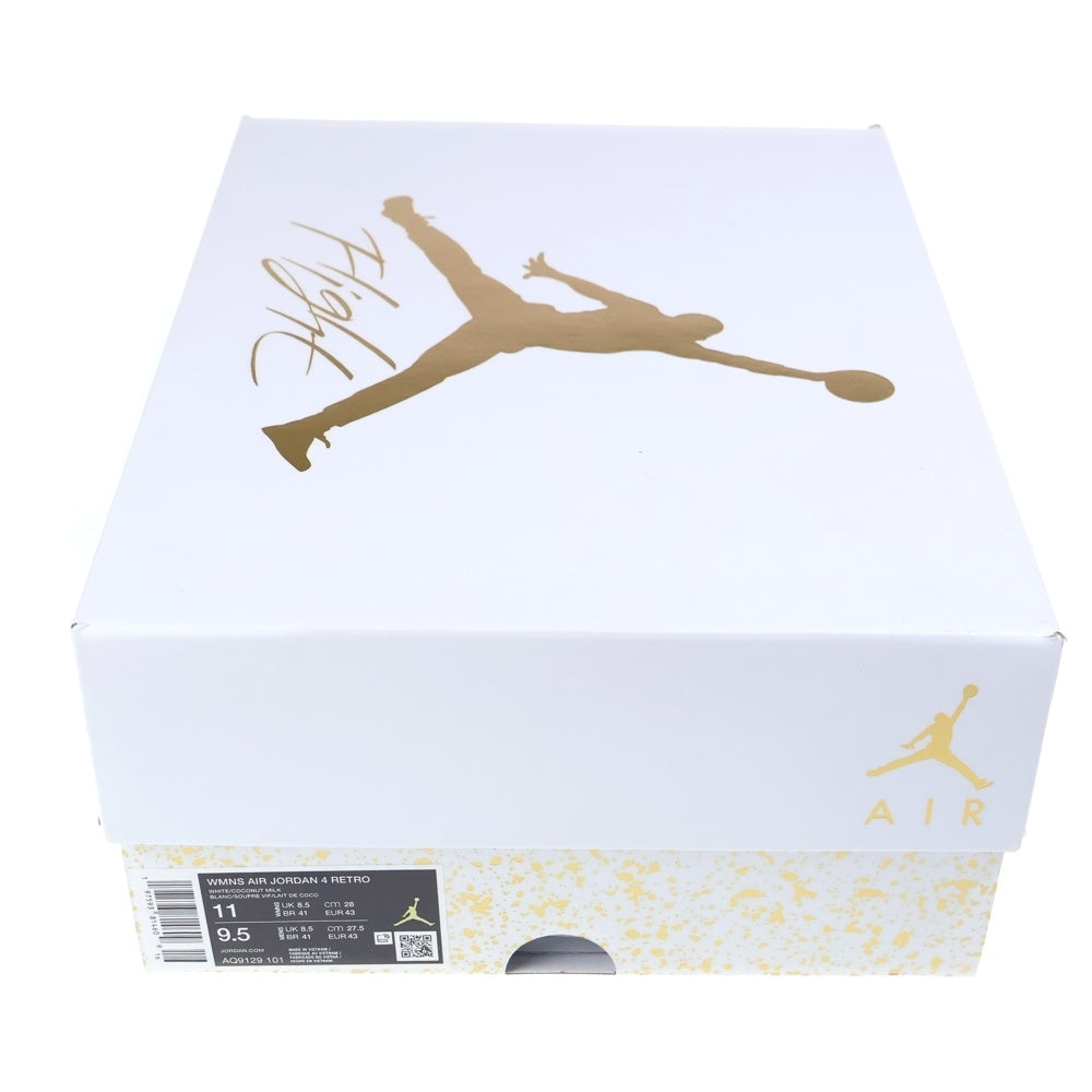 NIKE(ナイキ) WMNS AIR JORDAN 4 RETRO VIVID SULFUR AQ9129-101 エアジョーダン4 ミッドカットスニーカー ホワイト/イエロー/ブラック US W11/28cm