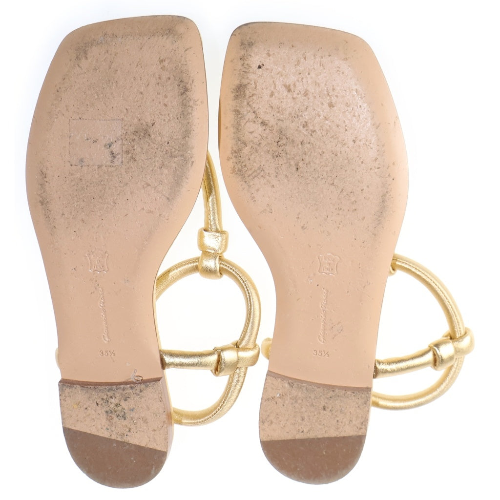 Gianvito Rossi(ジャンヴィト・ロッシ) アンクルストラップ フラットサンダル ゴールド レディース