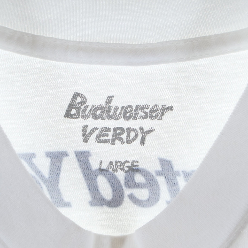 WASTED YOUTH(ウェイステッドユース) ×Budweiser Tee バドワイザー プリント クルーネック 半袖Tシャツ カットソー ホワイト
