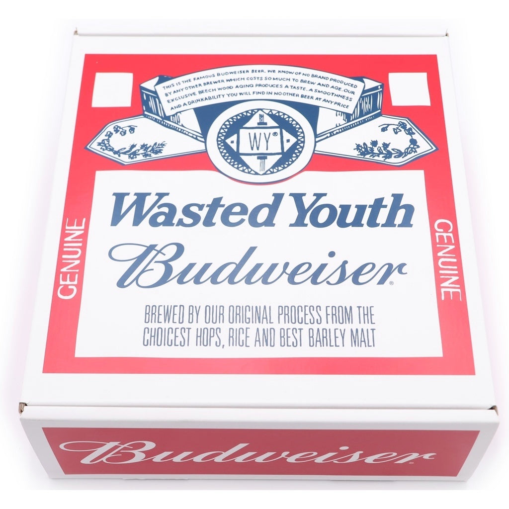 WASTED YOUTH(ウェイステッドユース) ×Budweiser Tee バドワイザー プリント クルーネック 半袖Tシャツ カットソー ホワイト
