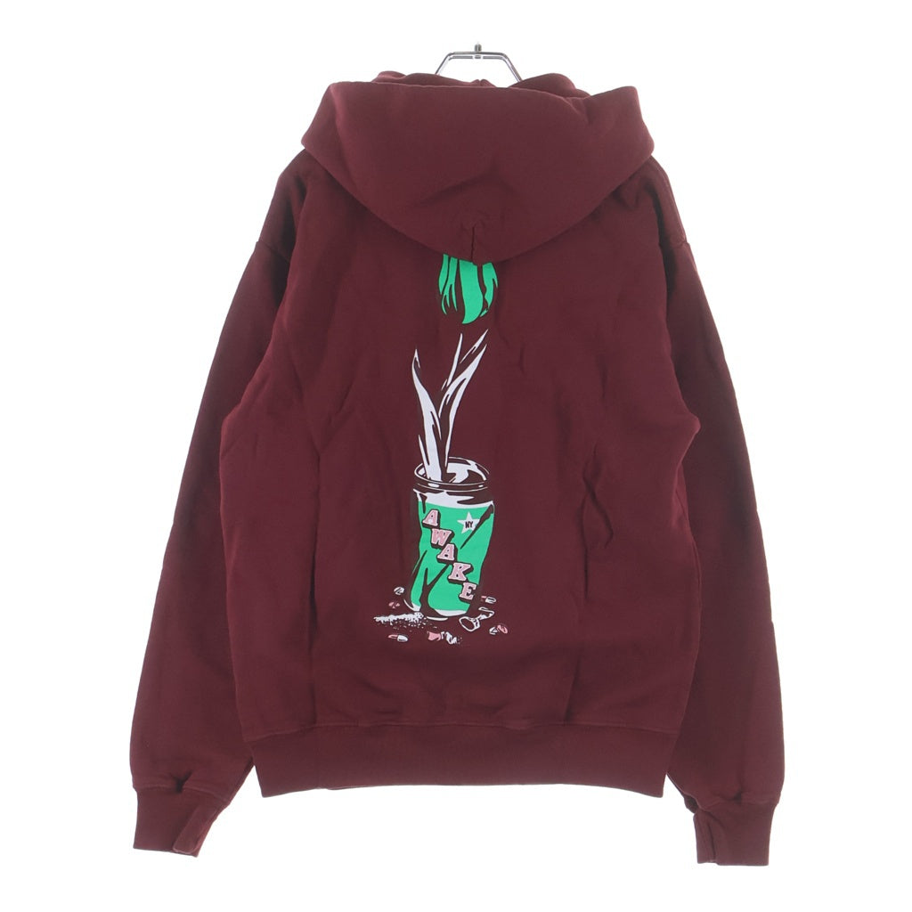 AWAKE NY(アウェイク ニューヨーク) ×Wasted Youth FLOWER CAN HOODIE ウェステッドユース フラワー キャン フーディ ロゴプリント スウェット プルオーバーパーカー レッド AWK-COM-GD004