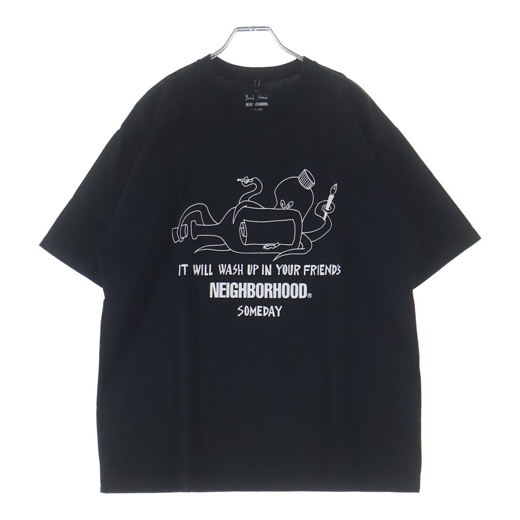 NEIGHBORHOOD(ネイバーフッド) 23AW ×YUSUKE HANAI 花井祐介 フロントプリント 半袖Tシャツ ブラック 232PCFYN-ST01S
