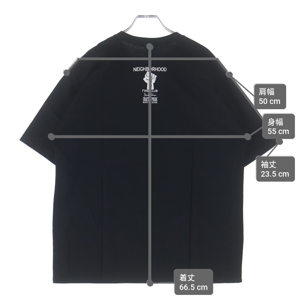 NEIGHBORHOOD(ネイバーフッド) 23AW ×YUSUKE HANAI 花井祐介 フロントプリント 半袖Tシャツ ブラック 232PCFYN-ST01S